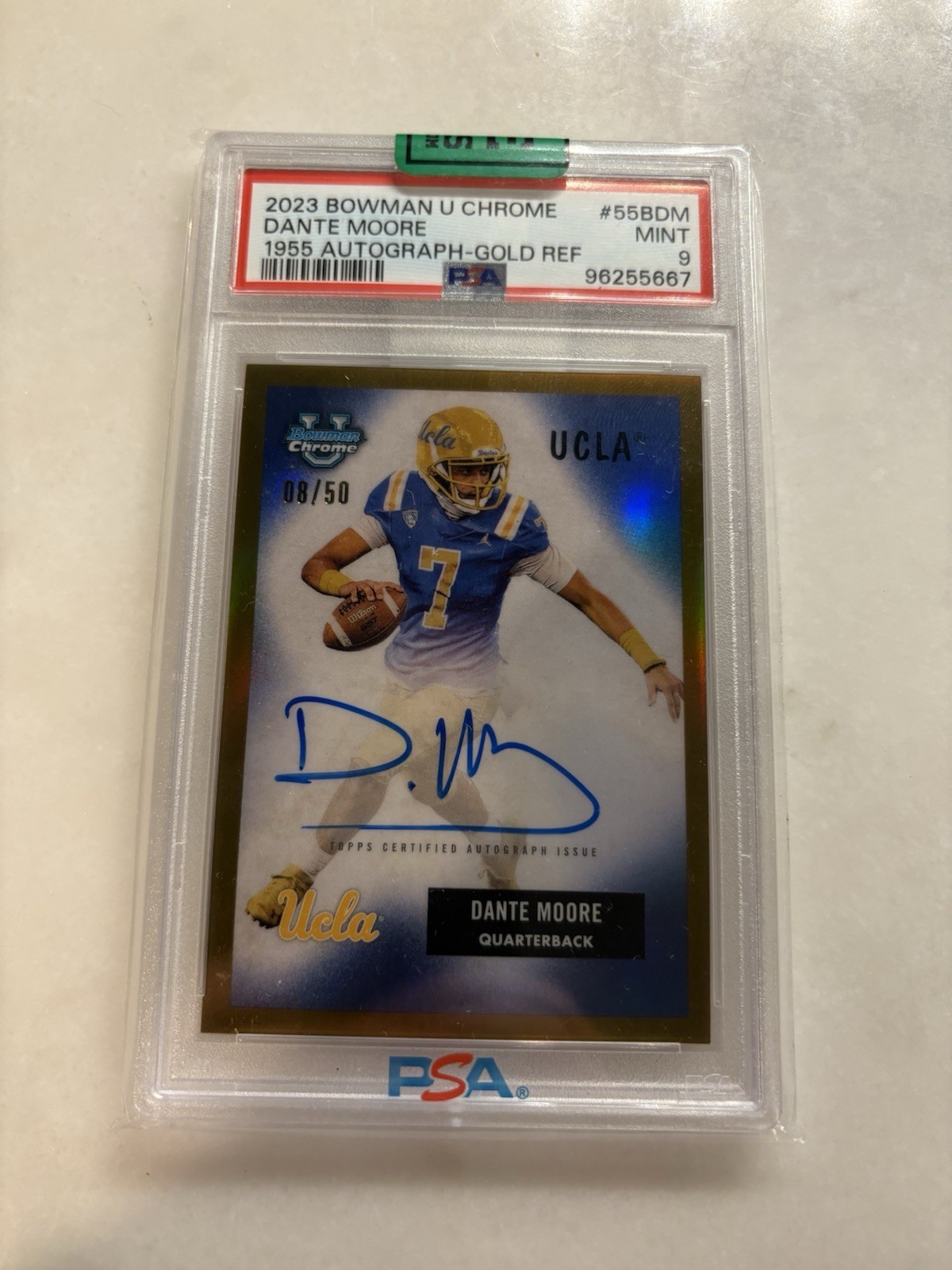 2023 Bowman U Chrome - Dante Moore /50 - 1955 Variation Gold Auto PSA 10 Oregon