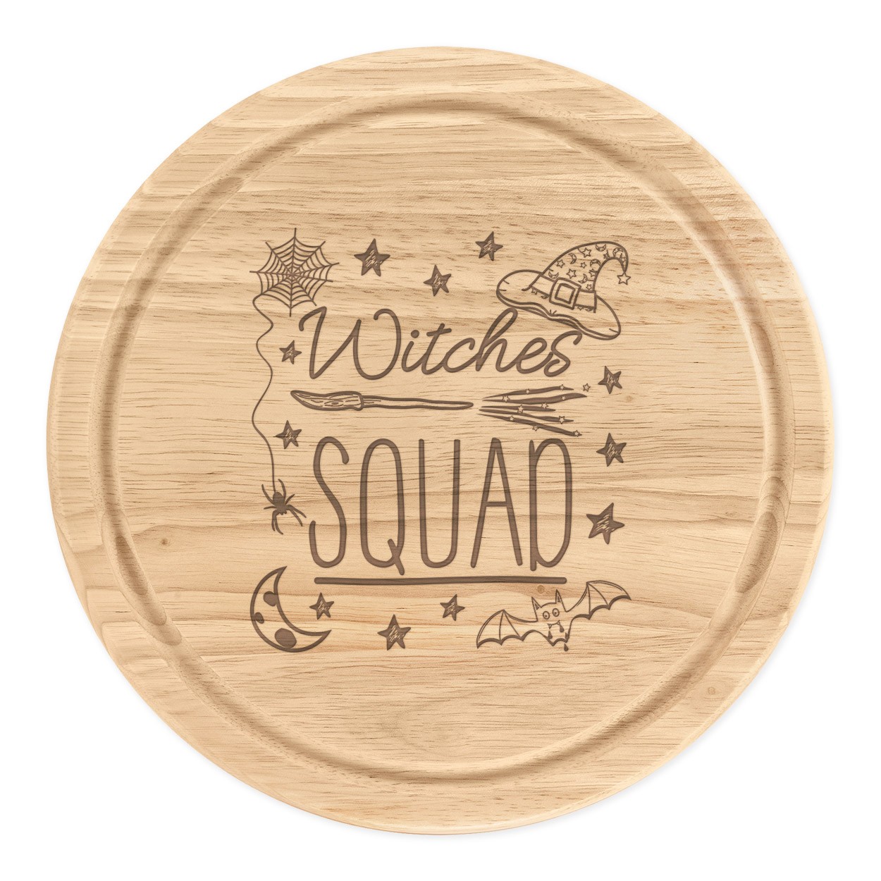 Witches Squad Halloween Round Chopping Cheese Board Spooky Ghost Pumpkin Funny