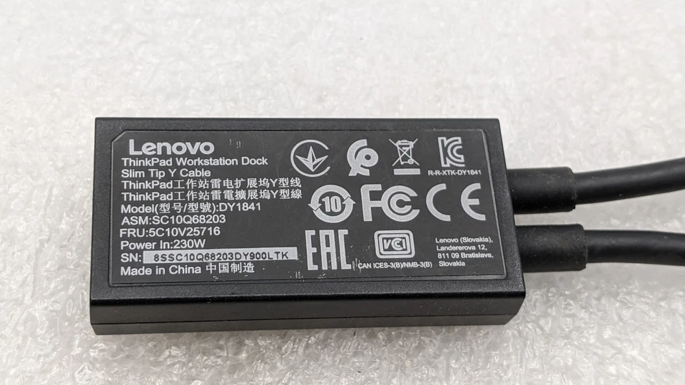 Lenovo ThinkPad Workstation Dock Slim Tip Y Cable DY1841 FREE SHIPPING - Image 4 of 4