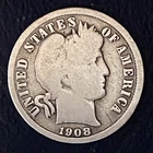 Photo of a 1908-P Barber Dime from an eBay listing that sold on Jan 19, 2026