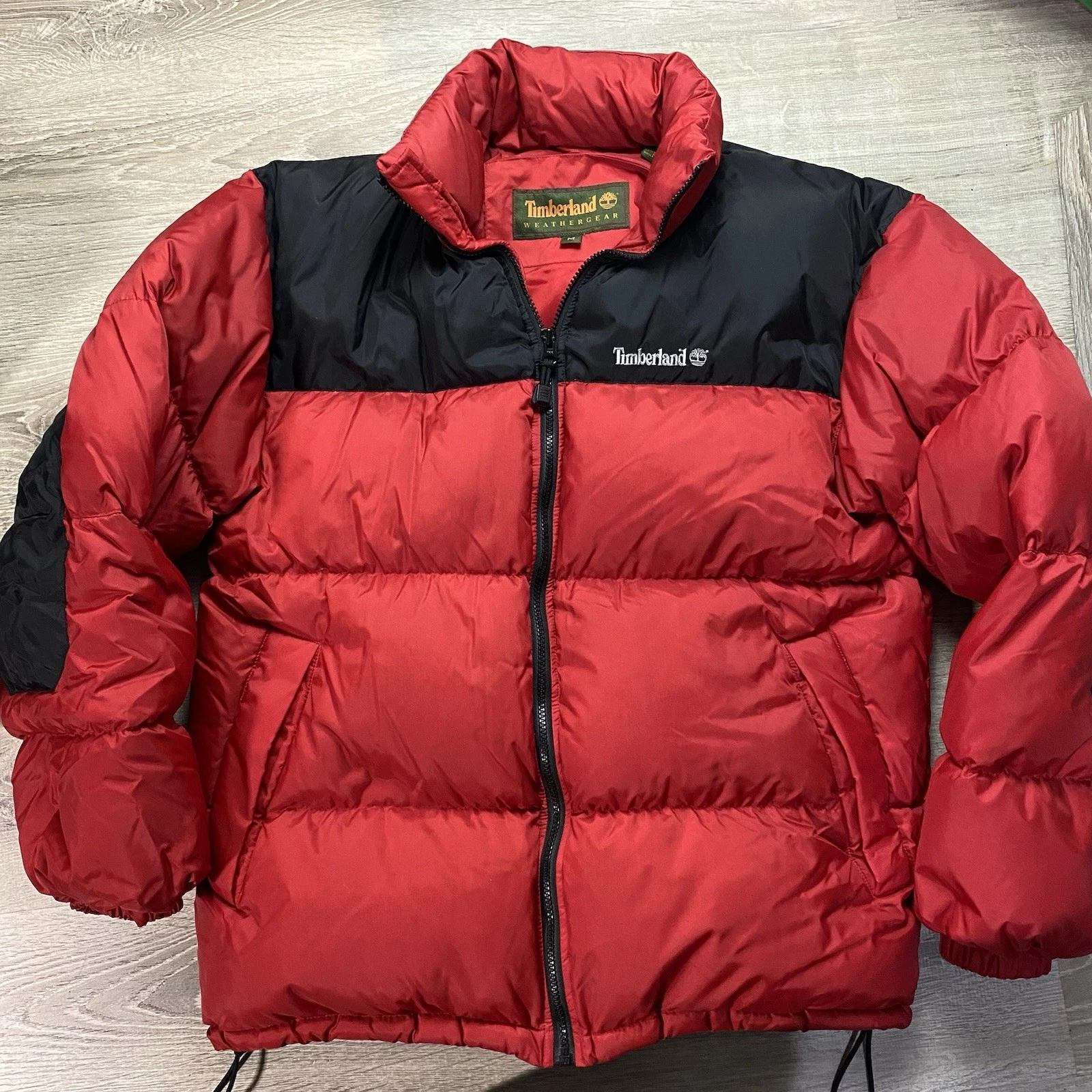 Vintage 1990s Y2K Urban Timberland Puffer Goose Down Bomber Jacket Red Men’s M🔥