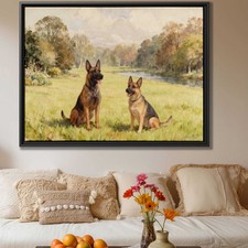 Watercolor Dog Painting Belgian Malinois German Shepherd Canvas Wall Art Decor