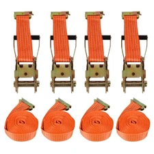 4 Pack Heavy Duty 2" x 15' 4400-Lbs Tie Down E-Track Polyester Ratchet Straps