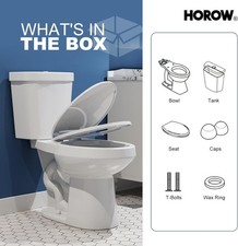 HOROW 17 Inch Elongated Two Piece Toilet 1.1/1.6 GPF Dual Flush 12'' Rough-In