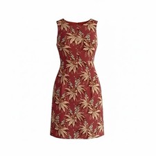 Tommy Bahama Red 100 Silk Tropical Palm Print Sleeveless Sheath Dress Size 4