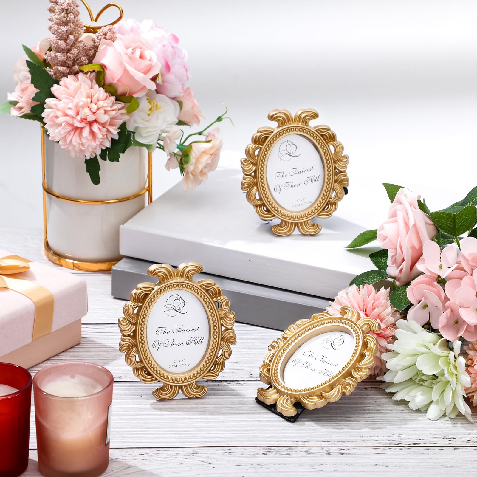 20 Pieces Vintage Picture Frames Mini Frames Oval Small Antique Baroque Photo...