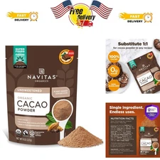 Organic Cacao Powder 8oz - Rich, Fairtrade Cocoa Substitute for Baking & More