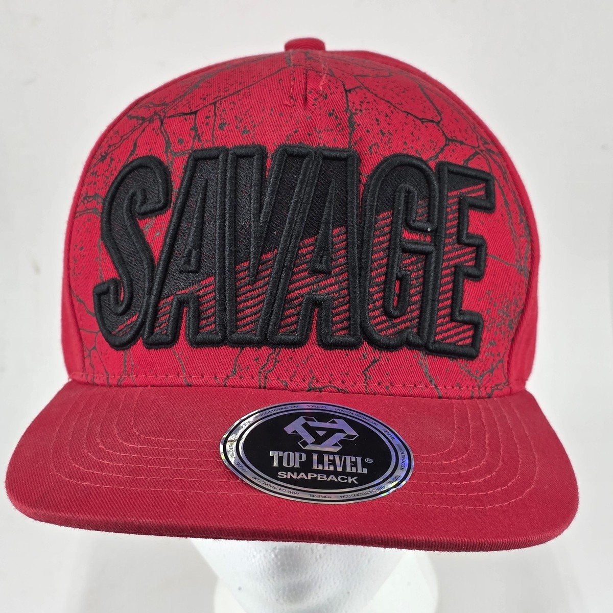 Top Level Snapback Hat Re/Black Marbel Pattern Savage