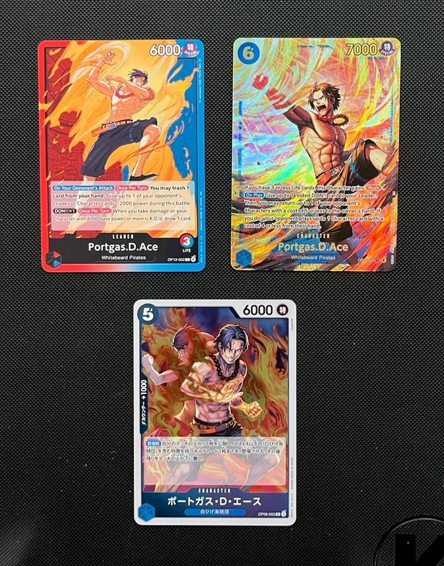 Portgas.D.Ace - One Piece CCG - 3 Card Lot (Secret Rare / Leader)