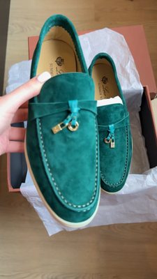 Loro Piana Summer Walk Loafers Women Green Suede EU 38 US 8 | eBay