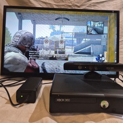 Microsoft Xbox 360 S Slim Console Bundle - OEM Power, Controller & Kinect Sensor