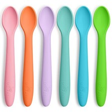 Silicone Baby Spoons - 6 Pack Feeding Spoons for First Stage Baby  Infant To...
