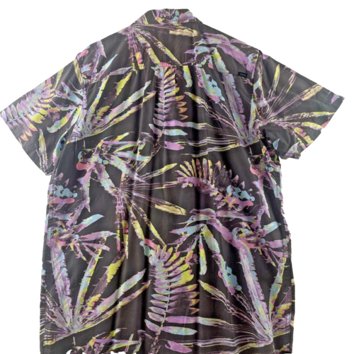 Rip Curl Short Sleeve Shirt Men Size Large Charcoal Floral Casual Dress - Picture 2 of 10