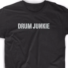 Drum Junkie T Shirt Funny Geek Drummer Musician Nerd Vintage Music Band Tee Fun