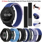 For Garmin Fenix 7 7X Solar 6 6X Pro 5 5X Plus 965 Nylon Loop Watch Strap Band