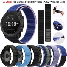 For Garmin Fenix 7 7X Solar 6 6X Pro 5 5X Plus 965 Nylon Loop Watch Strap Band
