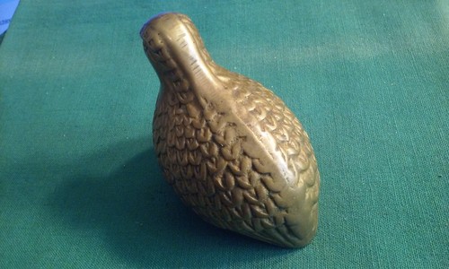 Vintage Brass Bird Quail Statue Decorative Figure or Paperweight 3" - Picture 4 of 5