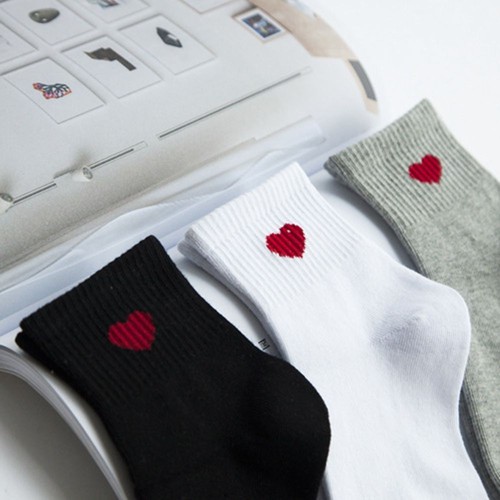 Kawaii Cute Women Heart Pattern Soft Breathable Ankle-High Casual Cotton Socks - Picture 7 of 15
