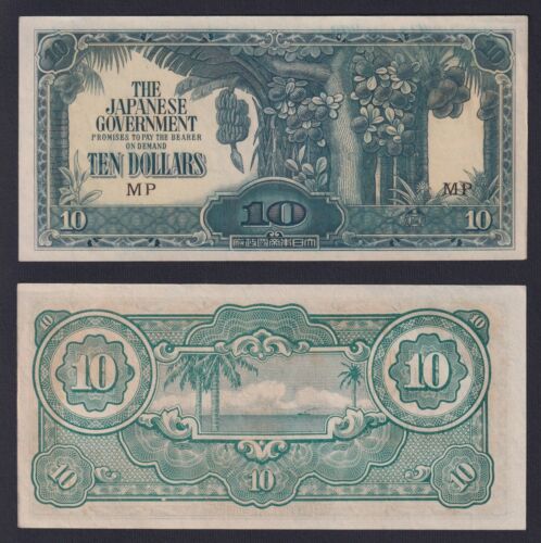 Banknote Malaya Japanischen Government 10 Dollar 1942-1944 P M7b Fds UNC - Picture 1 of 1