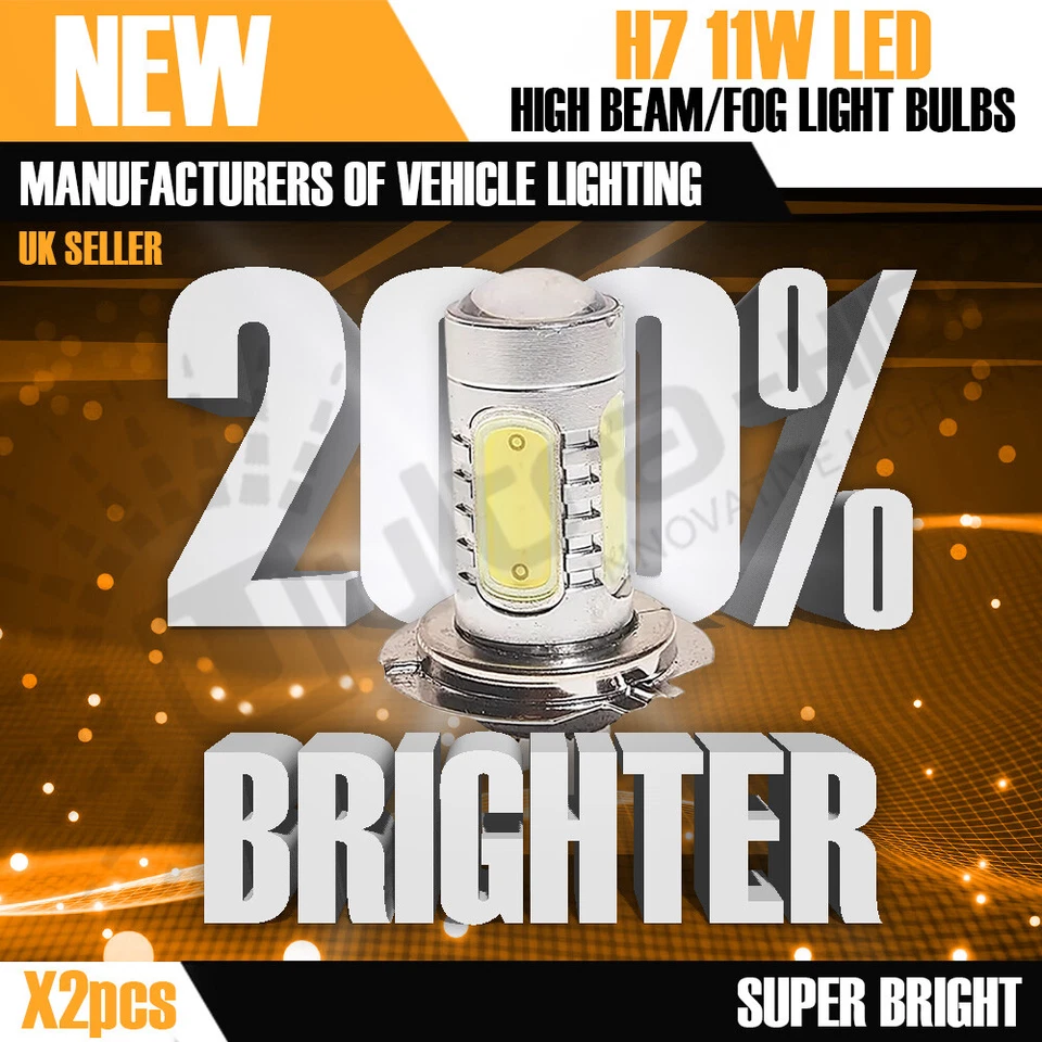 2x H7 11W COB LED Projector Headlight Fog light bulbs high power 6000K - Image 3 of 4