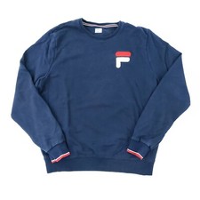 Fila Crewneck Sweatshirt Mens Large Blue Embroidered Logo Pullover