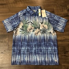 Tommy Bahama Men's Tidepool Royale Polo Performance Shirt Size M Floral Blue NWT