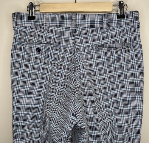 VTG 1970s Bell Bottom Disco Pants Farah Blue Black (Measures 31x28) *See Descrip - Picture 3 of 8