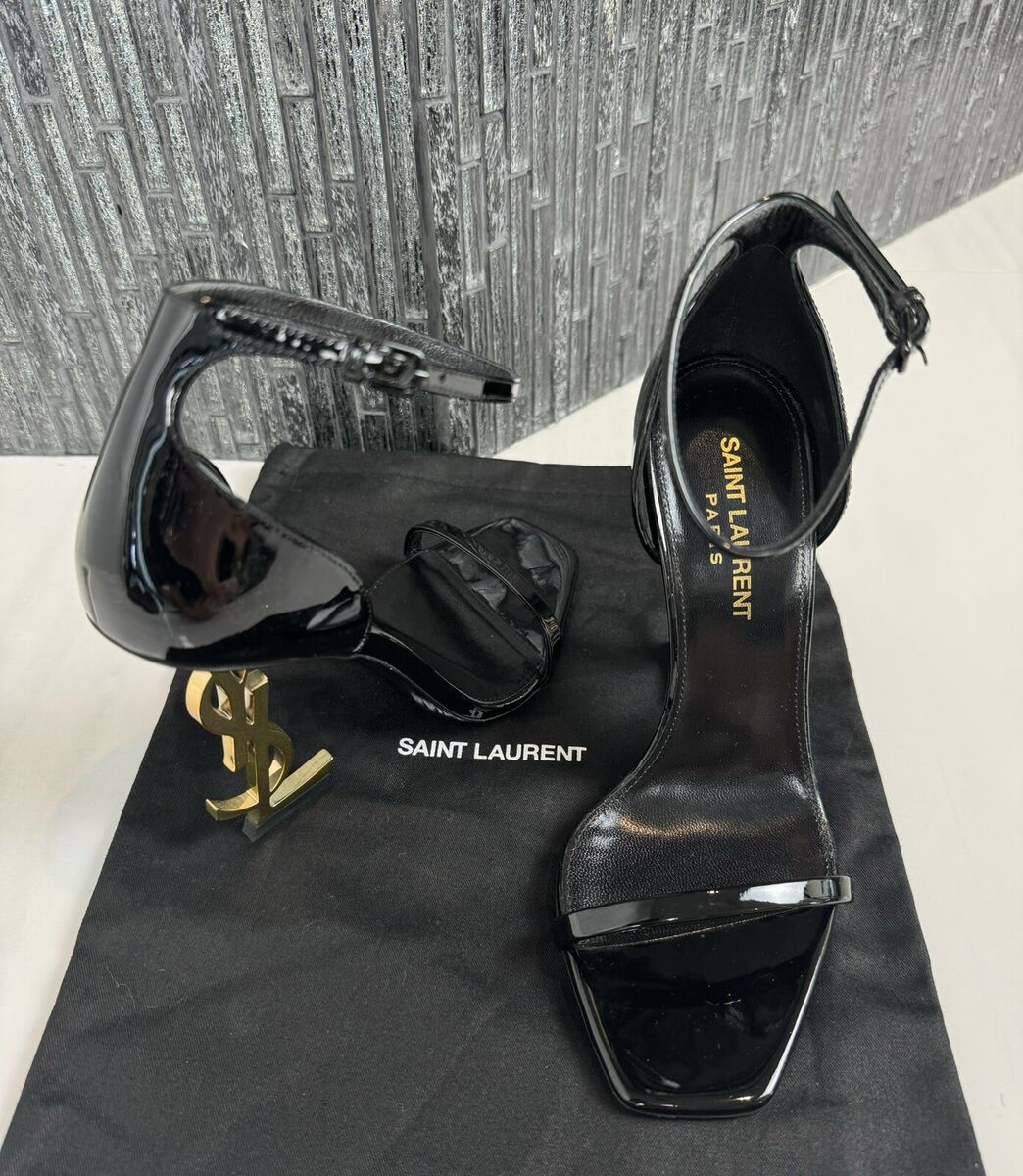 Authentic Saint Laurent Opyum YSL Black Logo-Heels Gold HW Authentic Saint Laurent Opyum YSL Black Logo-Heels Gold HW