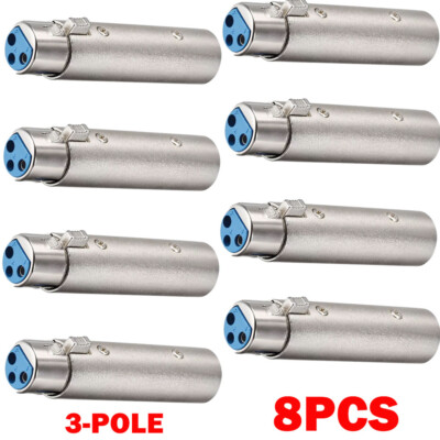 8PC XLR 3-Pole Female to Male Adapter XLR Microphone Audio Adapters HOT