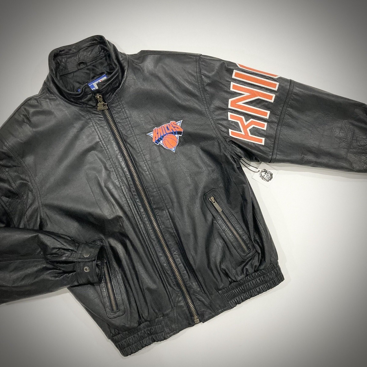 Vintage '90s New York Knicks Rare Black Leather Starter