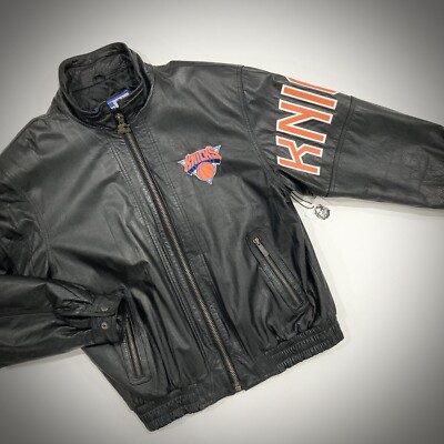 4/30まで　new york collection Jacket Libra Vintage '90s New York Knicks Black Leather Sample Starter Jacket