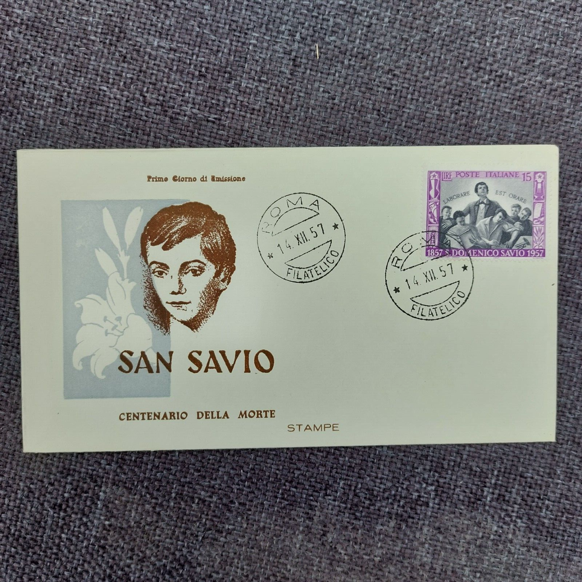 Italy 1957 Domenico Savio stamps (Michel 1000) nice used FDC | eBay