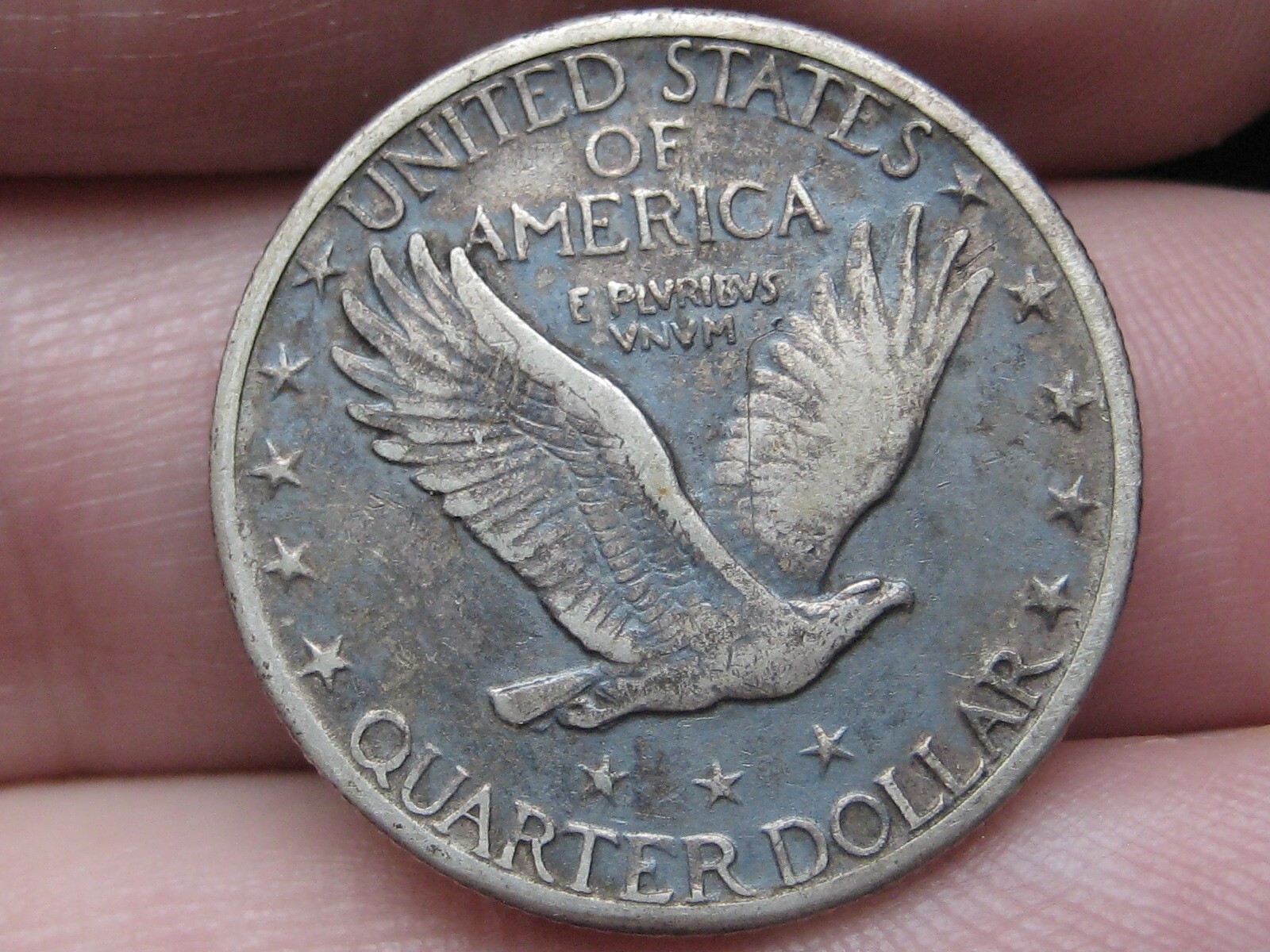 1924 S Silver Standing Liberty Quarter, San Francisco, XF/AU Details, Toned
