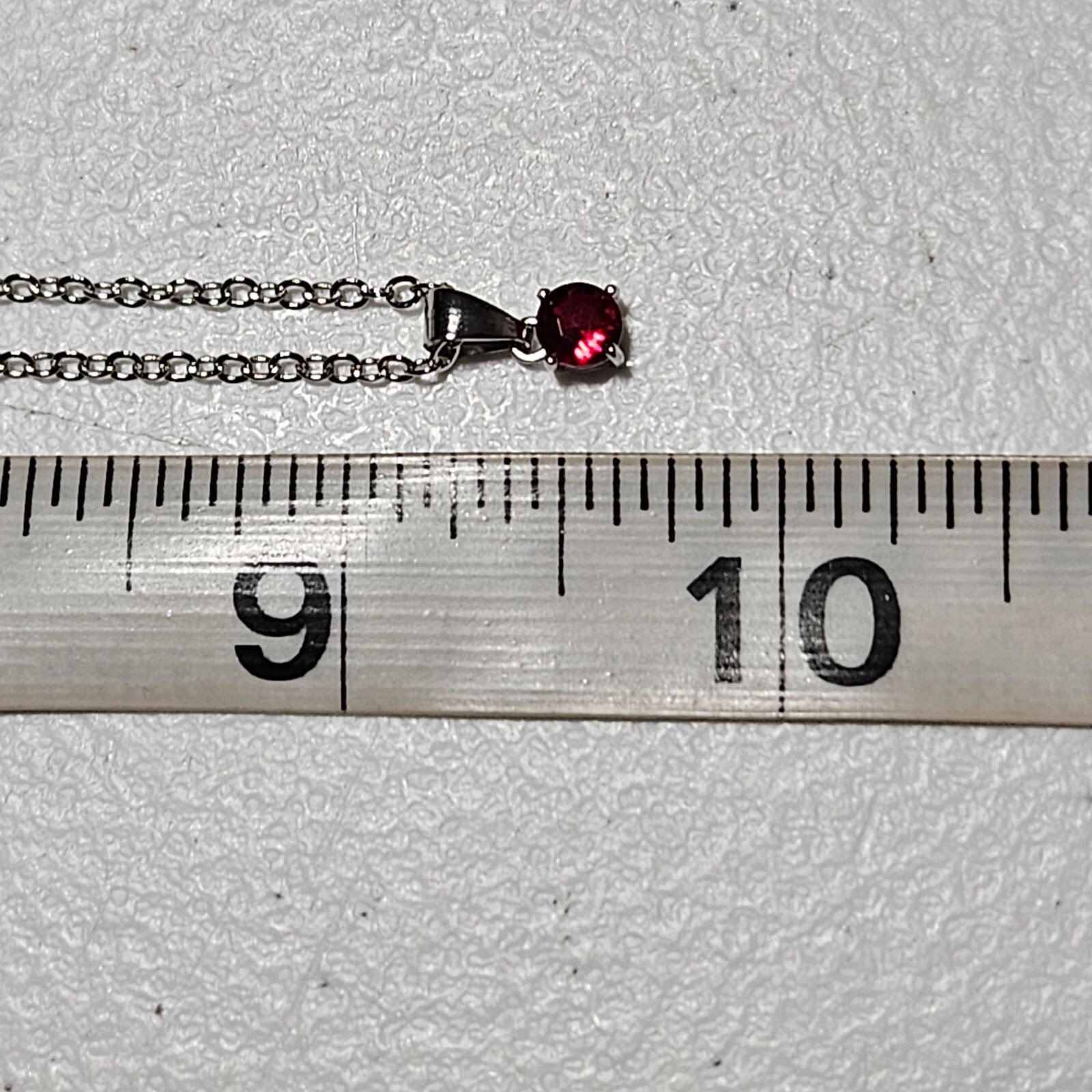 Elegant Ruby Red Gemstone Silver Tone Pendant Nec… - image 6