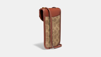 NWT Coach 320 Flat Turnlock Phone Crossbody 12 In Signature Canvas