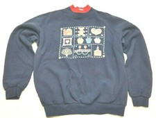Vintage Crewneck Sweatshirt Womens Size XL 90s Floral Apple Village MADE IN USA