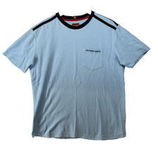 Rare Vintage Tommy Hilfiger Denim Red Label Men's Size L Blue Crew-Neck T-Shirt