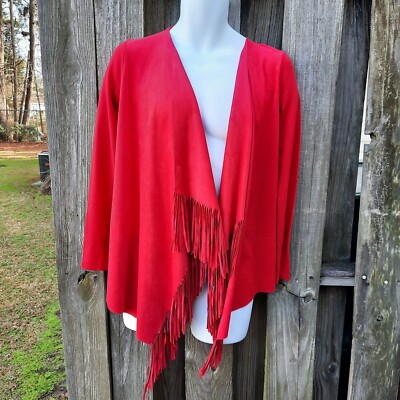 red fringe cardigan