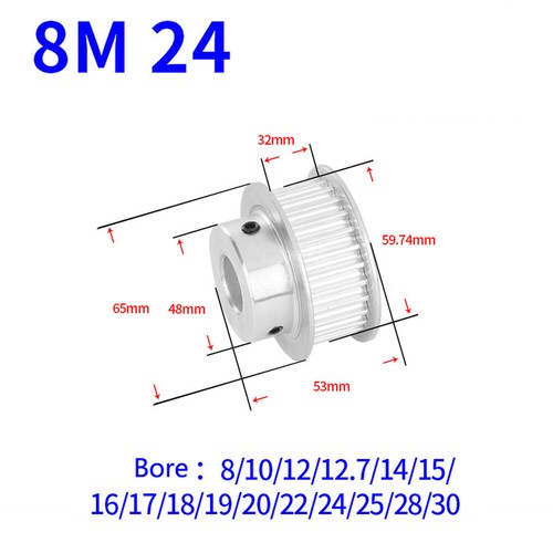 HTD-8M 12T-60T Timing Belt Pulley Pitch 8mm BF-type CNC Drive Pulleys Width 32mm - Picture 14 of 22