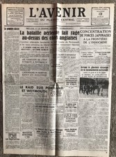 N22 The Front Page Of The Journal L'Avenir Du Plateau Central August 13 1940