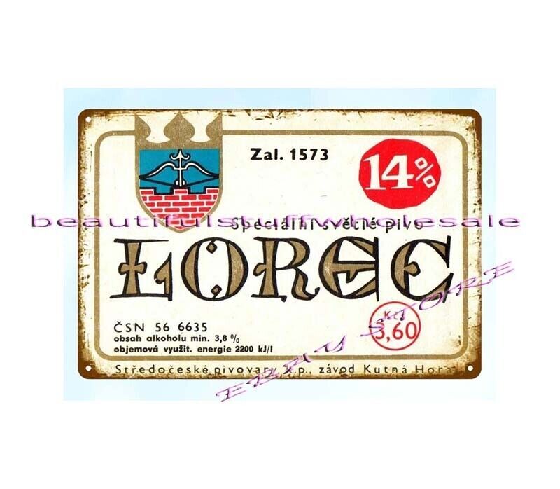 Lorec Specialni Svetle Pivo Czech Beer Metal Tin Sign Kutna Hora Liquor Bar Pub Decor