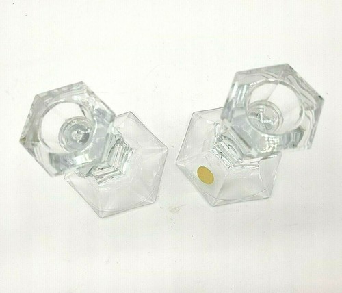 Bleikristall 24% Lead Crystal Modern Art Deco Style Taper Candlestick Holders - Picture 3 of 3