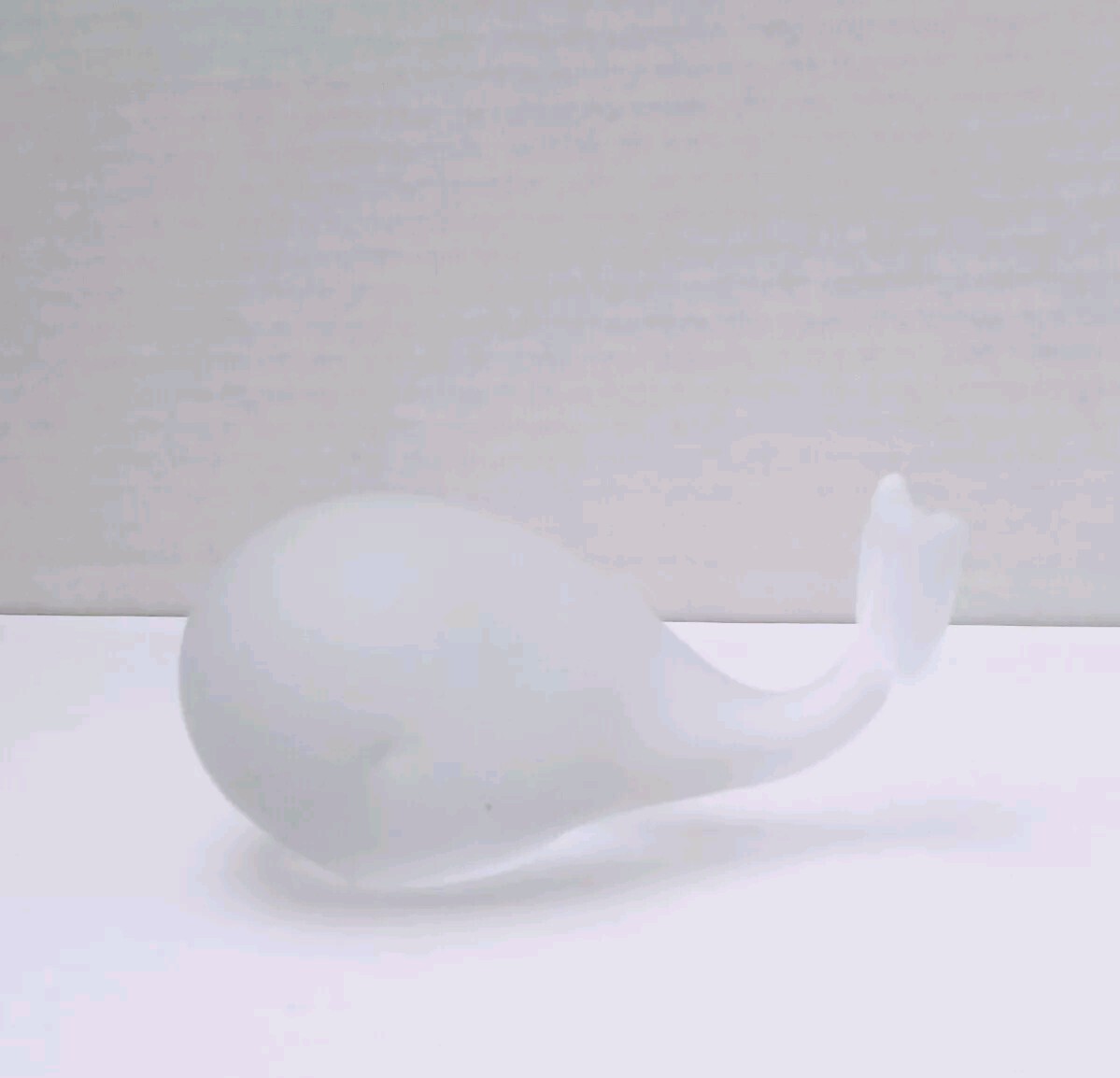 Whale Paperweight Whimsical Clear Frosted Satin Fish Figurine Glass Decor