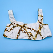 Victorias Secret Large White Chains Print Underwired Wide Strap Bikini Top Swim