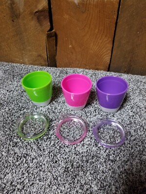 2017 Muchkin Inc. 7OZ 207mL Set of 3 Different Lid Cups - Pink Green Purple