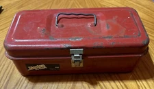 Vintage Used Red Disston My Buddy Metal Approx 5 1/2”X11” Tackle Tool Box 1100