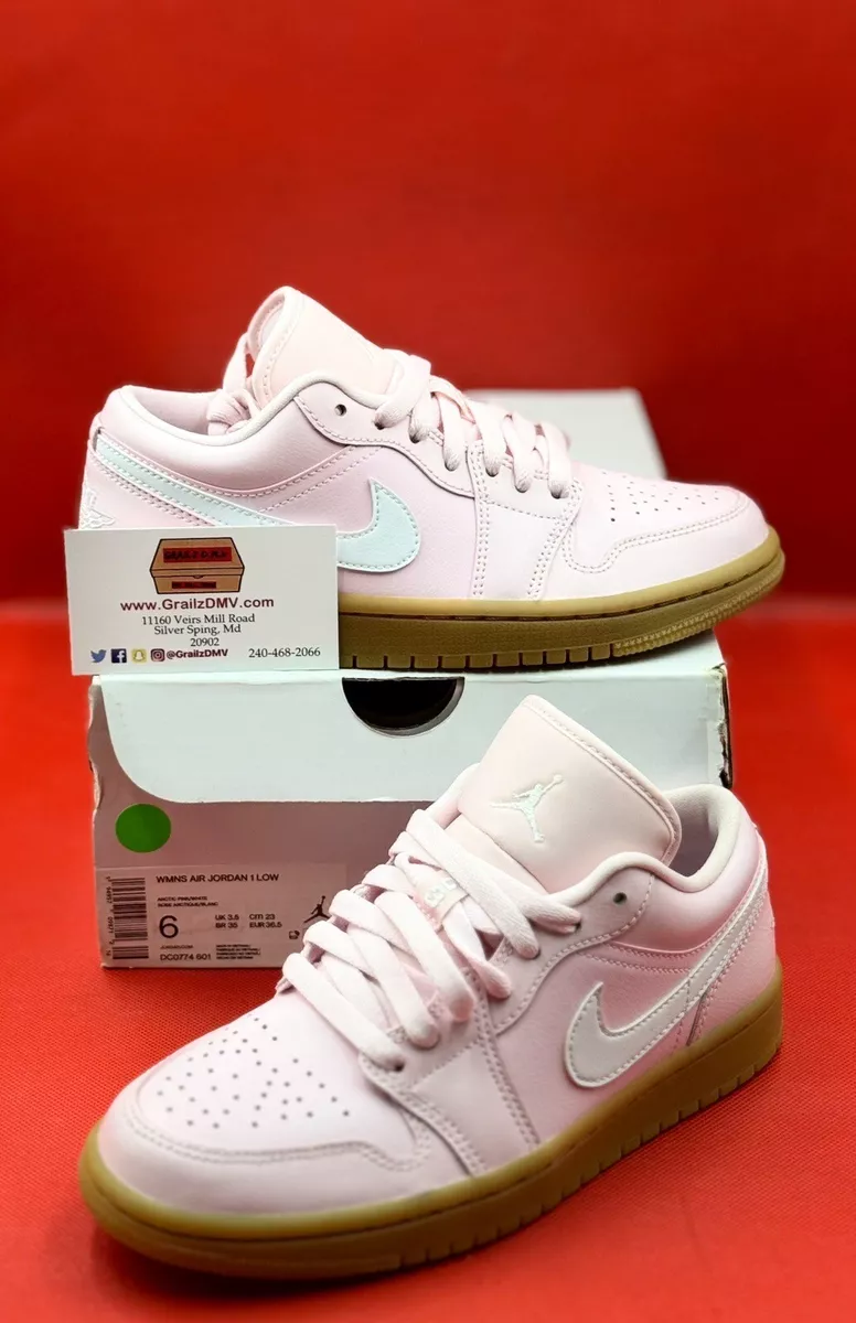 WMNS Air Jordan 1 Low Arctic Pink Gum Size 6W/ 4.5M Light Brown White DC0774-601