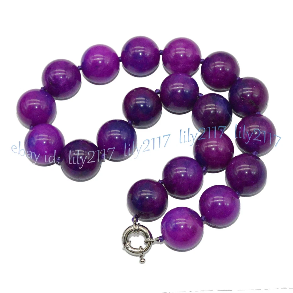 Enorme collar de cuentas redondas de piedras preciosas de azugilita púrpura natural de 20 mm 16-30"" Foto 3 de 4