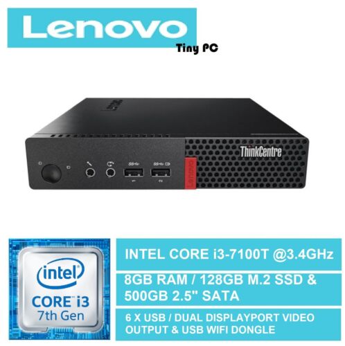 Unidad de disco duro Lenovo Thinkcentre M710Q i3-7100T @3,4 GHZ 8 GB 128 GB M.2 y 500 GB - Imagen 1 de 1