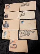 ORIGINAL CIVIL WAR ENVELOPES PATRIOTIC COVERS LOT OF 9 UNUSED